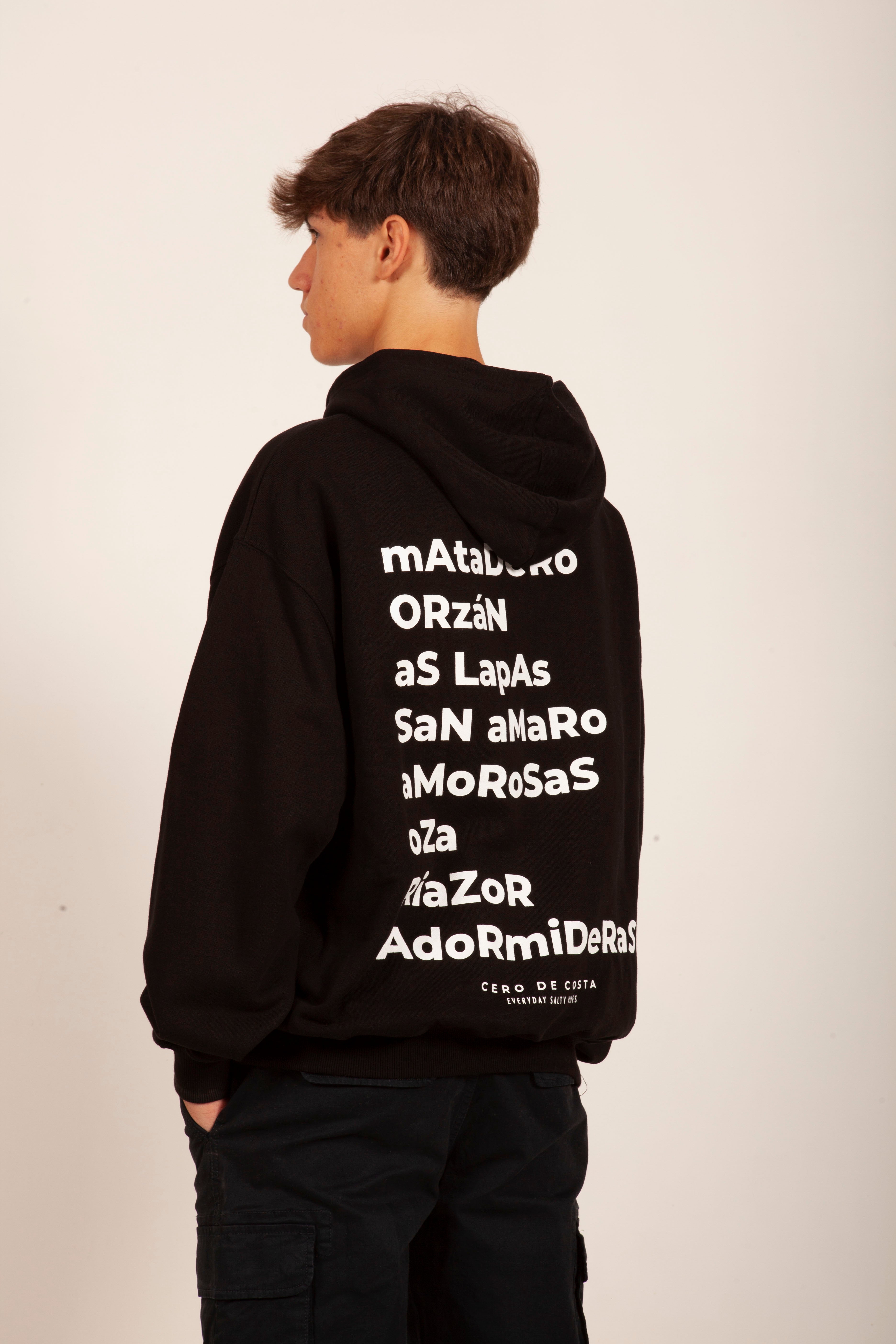 SUDADERA NEGRO/BLANCO "LA CORUÑA" PLAYAS CIUDAD